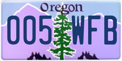 OR license plate 005WFB