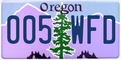 OR license plate 005WFD