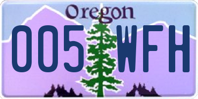 OR license plate 005WFH