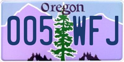 OR license plate 005WFJ