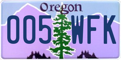 OR license plate 005WFK