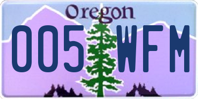 OR license plate 005WFM