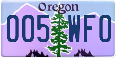 OR license plate 005WFO