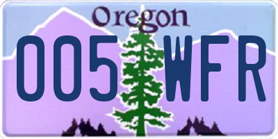 OR license plate 005WFR