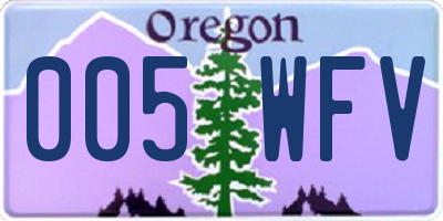 OR license plate 005WFV