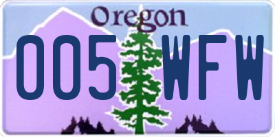 OR license plate 005WFW