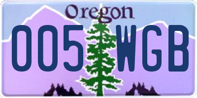 OR license plate 005WGB