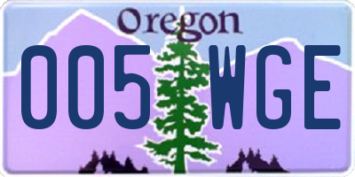 OR license plate 005WGE