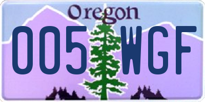 OR license plate 005WGF