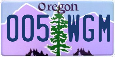 OR license plate 005WGM