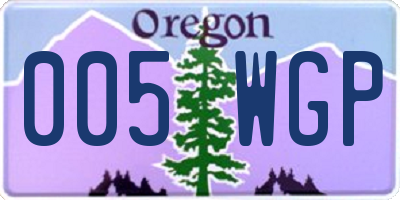 OR license plate 005WGP