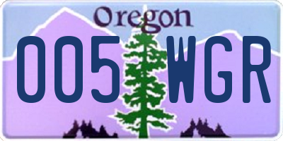 OR license plate 005WGR
