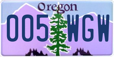 OR license plate 005WGW