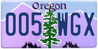 OR license plate 005WGX