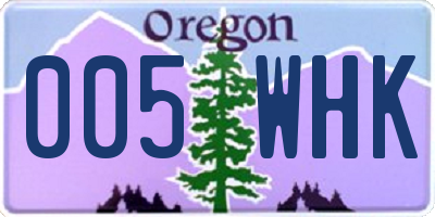 OR license plate 005WHK