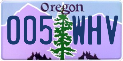 OR license plate 005WHV