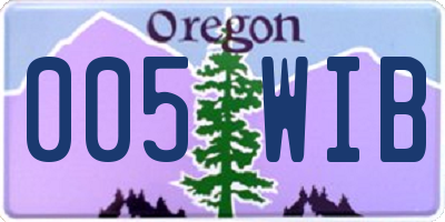 OR license plate 005WIB