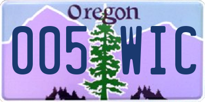 OR license plate 005WIC