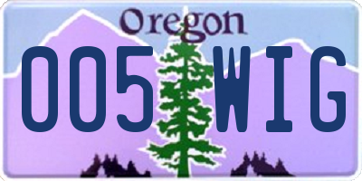 OR license plate 005WIG
