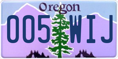 OR license plate 005WIJ