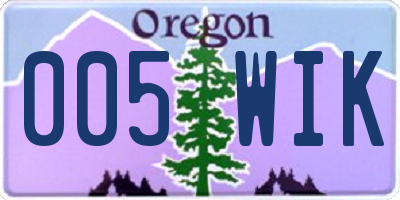OR license plate 005WIK