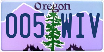 OR license plate 005WIV