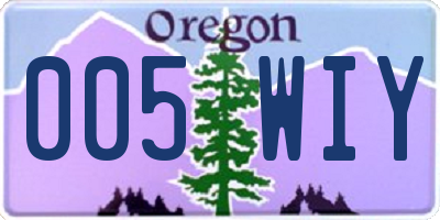 OR license plate 005WIY
