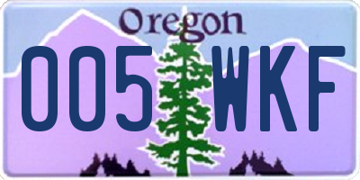 OR license plate 005WKF