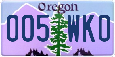 OR license plate 005WKO