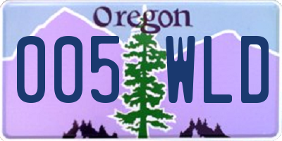 OR license plate 005WLD