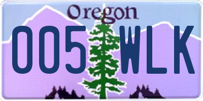 OR license plate 005WLK