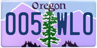 OR license plate 005WLO