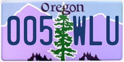 OR license plate 005WLU