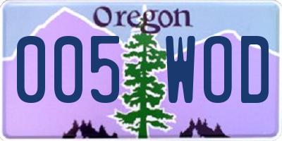 OR license plate 005WOD
