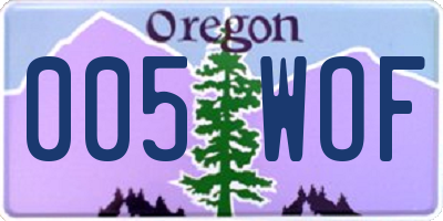 OR license plate 005WOF