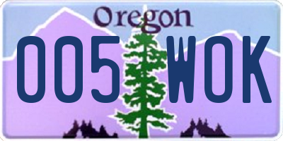 OR license plate 005WOK