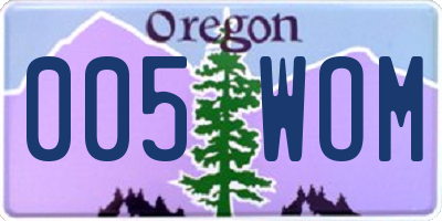OR license plate 005WOM