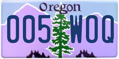 OR license plate 005WOQ