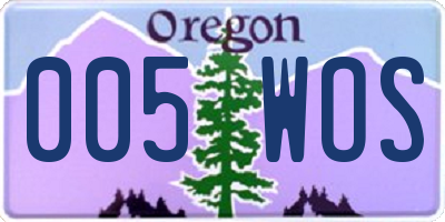 OR license plate 005WOS
