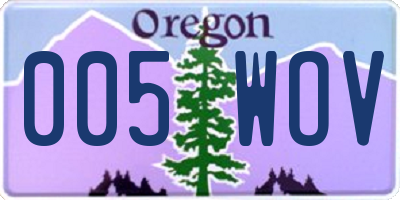 OR license plate 005WOV