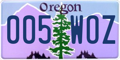 OR license plate 005WOZ