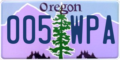 OR license plate 005WPA