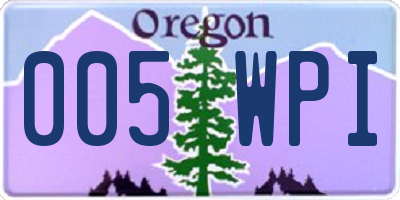 OR license plate 005WPI