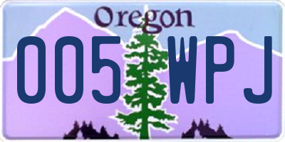 OR license plate 005WPJ