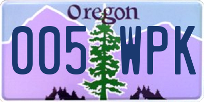 OR license plate 005WPK