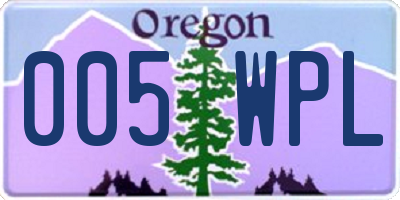 OR license plate 005WPL