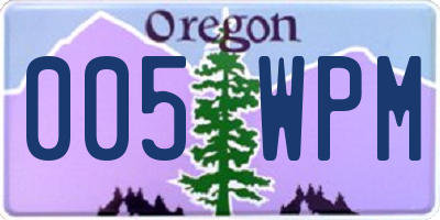 OR license plate 005WPM