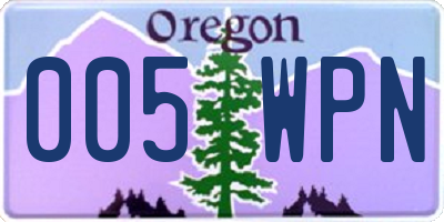 OR license plate 005WPN