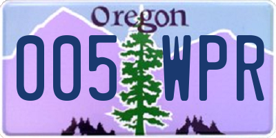 OR license plate 005WPR
