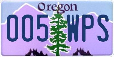 OR license plate 005WPS